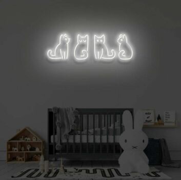 vier Katzen LED-Neonschild für Kinderzimmer und Wohnzimmer