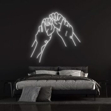 Hände mit verschränkten kleinen Fingern LED-Neonschild Schlafzimmer Wohnzimmer