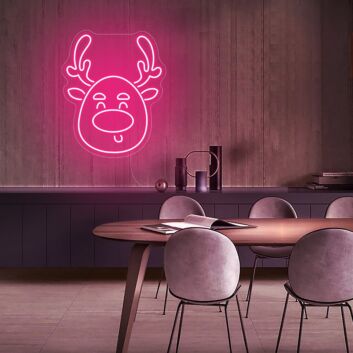 Rentierkopf LED-Neonschild Weihnachten Wohnzimmer