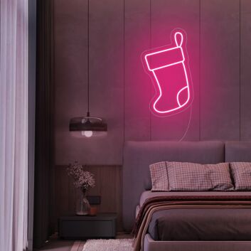 Weihnachtsstrumpf LED-Neonschild für Schlafzimmer und Weihnachten