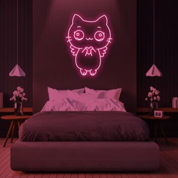fliegende Katze Illustration LED-Neonschild für Schlafzimmer oder Wohnzimmer