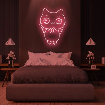 fliegende Katze Illustration LED-Neonschild für Schlafzimmer oder Wohnzimmer