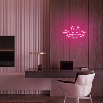 Katze mit herausgestreckter Zunge LED-Neonschild Wohnzimmer Home Office