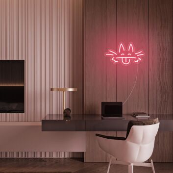 Katze mit herausgestreckter Zunge LED-Neonschild Wohnzimmer Home Office