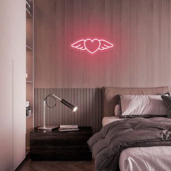 Herz mit Flügeln LED-Neonschild für Schlafzimmer und Wohnzimmer