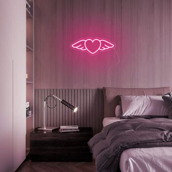 Herz mit Flügeln LED-Neonschild für Schlafzimmer und Wohnzimmer