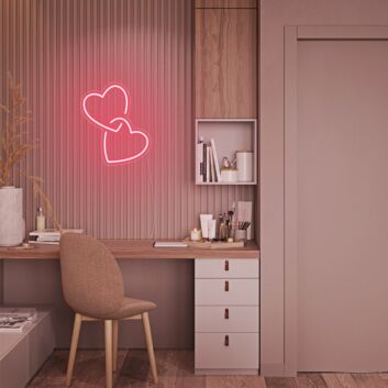 zwei verbundene Herzen LED-Neonschild Schlafzimmer Wohnzimmer