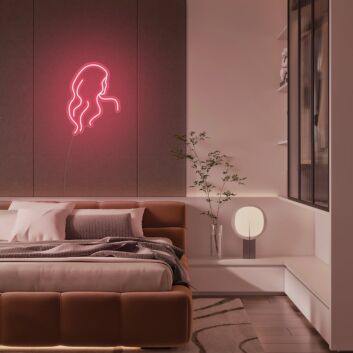Frauen Silhouette mit langen Haaren LED-Neonschild für Schlafzimmer und Wohnzimmer