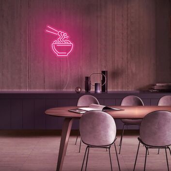 Schüssel mit Nudeln und Essstäbchen LED-Neonschild für Restaurant oder Küche