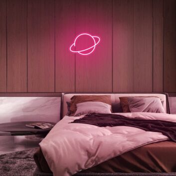 Planet mit Ring LED-Neonschild Schlafzimmer