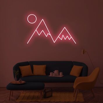 Berge mit Sonne LED-Neonschild für Wohnzimmer Büro