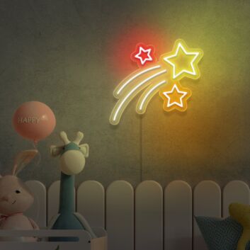 Rakete und Sterne LED-Neonschild für Kinderzimmer Wohnzimmer