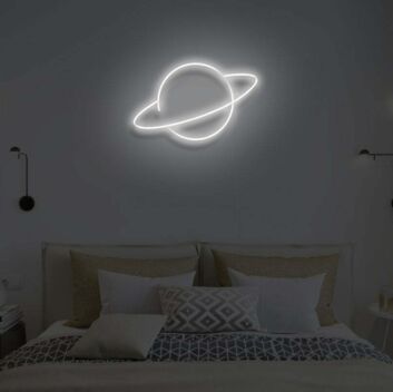 Planet mit Ring LED-Neonschild Schlafzimmer Wohnzimmer