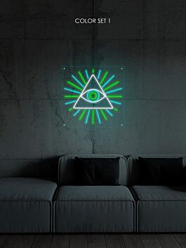 Auge im Dreieck mit Strahlen LED-Neonschild für Bar Club