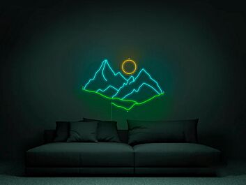 Berglandschaft mit Sonne LED-Neonschild Wohnzimmer Schlafzimmer