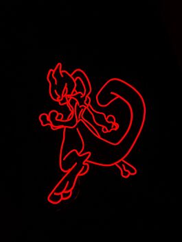 Mewtu aus Pokémon als LED-Neonschild