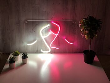 Zwei abstrakte Gesichter LED-Neonschild für Wohnzimmer und Atelier