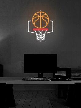 Basketballkorb mit Ball LED-Neonschild für Wohnzimmer Sportbar