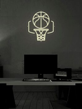 Basketballkorb mit Ball LED-Neonschild für Wohnzimmer Sportbar