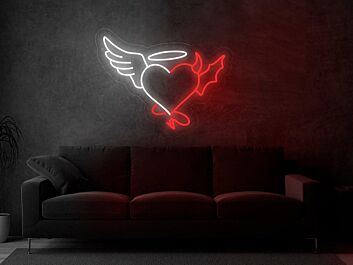 Herz mit Flügeln und Heiligenschein LED-Neonschild Wohnzimmer Schlafzimmer