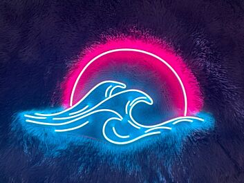 Meereswelle mit Sonnenuntergang LED-Neonschild Wohnzimmer Bar