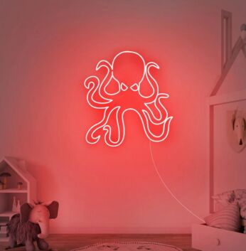 Oktopus LED-Neonschild für Kinderzimmer und Wohnzimmer
