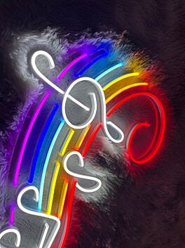 Notenschlüssel mit Regenbogen LED-Neonschild für Wohnzimmer Musikstudio
