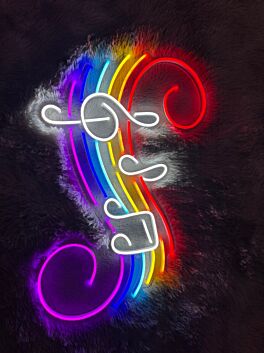 Notenschlüssel mit Regenbogen LED-Neonschild für Wohnzimmer Musikstudio