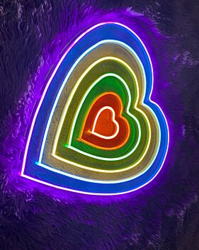 Herzform mit Regenbogenfarben LED-Neonschild Wohnzimmer Schlafzimmer