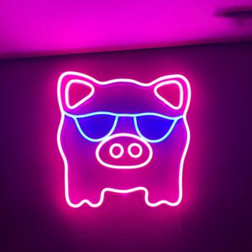 Schwein mit Sonnenbrille LED-Neonschild Bar Wohnzimmer