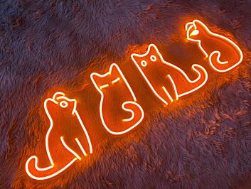 vier Katzen Silhouetten LED-Neonschild Wohnzimmer Schlafzimmer