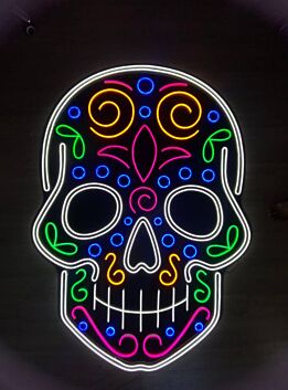 Buntes Totenkopf LED Neonlicht Mexikanischer Stil Moderne Wanddekoration für Wohnzimmer Bar und Partyraum