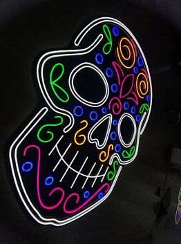 Buntes Totenkopf LED Neonlicht Mexikanischer Stil Moderne Wanddekoration für Wohnzimmer Bar und Partyraum