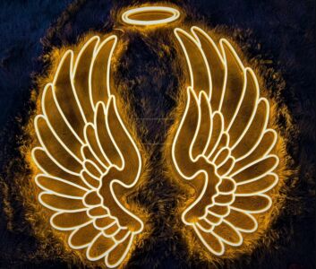 Engelsflügel LED Neonlicht Warme Neon Wanddekoration mit Halo für Schlafzimmer Wohnzimmer und Studio