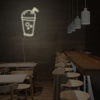 Getränkebecher mit Strohhalm LED-Neonschild für Cafe Bar