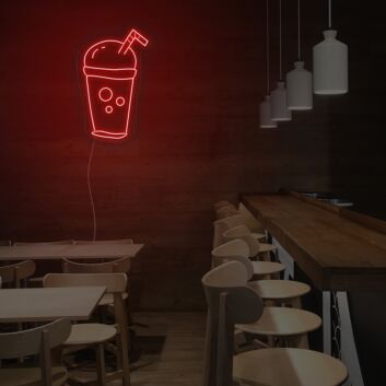 Getränkebecher mit Strohhalm LED-Neonschild für Cafe Bar