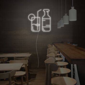 Cocktailglas und Flasche LED-Neonschild für Bar Restaurant
