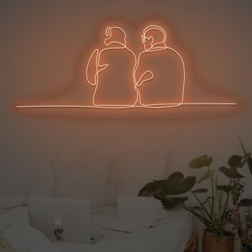 Linienzeichnung zweier sitzender Personen LED-Neonschild Wohnzimmer Schlafzimmer