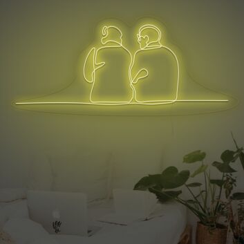 Linienzeichnung zweier sitzender Personen LED-Neonschild Wohnzimmer Schlafzimmer