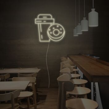 Kaffeebecher und Donut LED-Neonschild für Café und Bäckerei