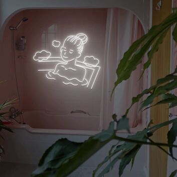 Frau in Badewanne LED-Neonschild für Badezimmer Spa