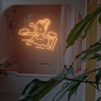 Frau in Badewanne LED-Neonschild für Badezimmer Spa
