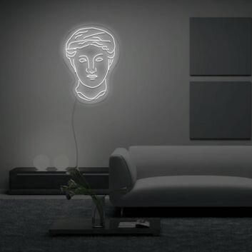 Stilisierter Kopf mit Haaren und Bart LED-Neonschild für Wohnzimmer Lounge