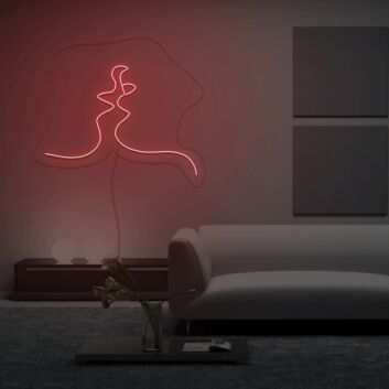 Abstrakte Silhouette eines Kusses LED-Neonschild Wohnzimmer Schlafzimmer