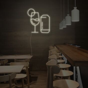 Weinglas und Getränkedose LED-Neonschild für Bar und Café