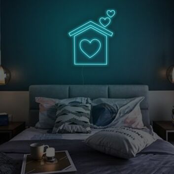 Haus mit Herzsymbol LED-Neonschild Schlafzimmer Wohnzimmer