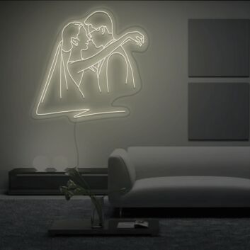 Brautpaar Umarmung LED-Neonschild Wohnzimmer Hochzeitslocation