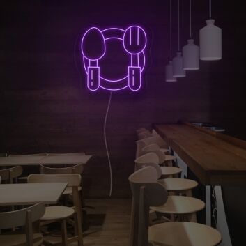 Teller mit Löffel und Gabel LED-Neonschild für Restaurant Café