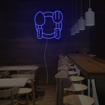 Teller mit Löffel und Gabel LED-Neonschild für Restaurant Café