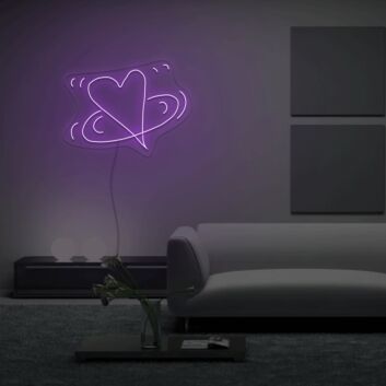 Herz mit Planetenring LED-Neonschild Wohnzimmer Schlafzimmer